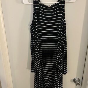 Garage Black and White Striped Long Sleeve Dress